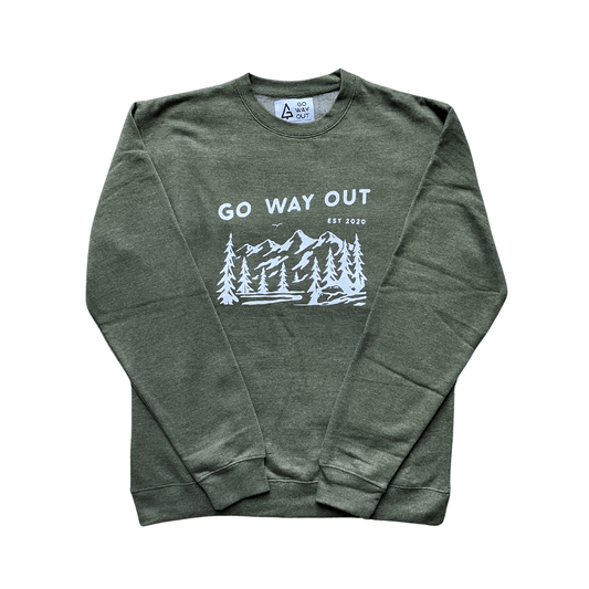 Mountain View Crewneck - Army Heather Green - Go Way Out