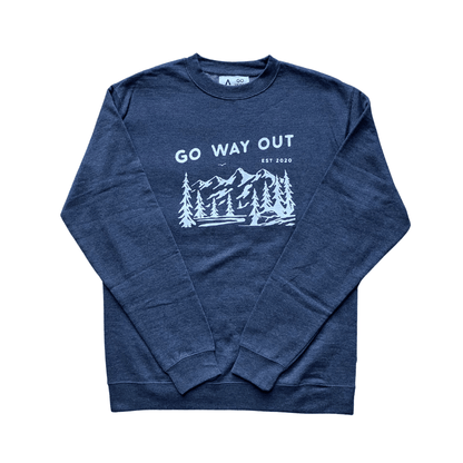 Mountain View Crewneck - Heather Navy Blue - Go Way Out