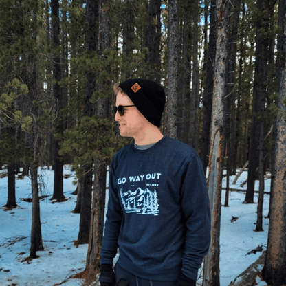 Mountain View Crewneck - Heather Navy Blue - Go Way Out